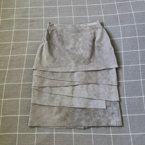 Vtg Bagatelle Suede Leather Midi Skirt